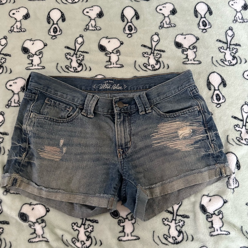 Old Navy Women's Distressed Jean Shorts - Blue